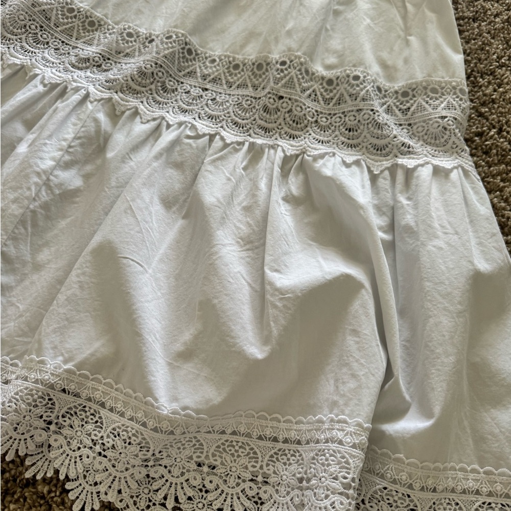 Bohemian White Lace-Trim Maxi Skirt - Picture 4 of 5